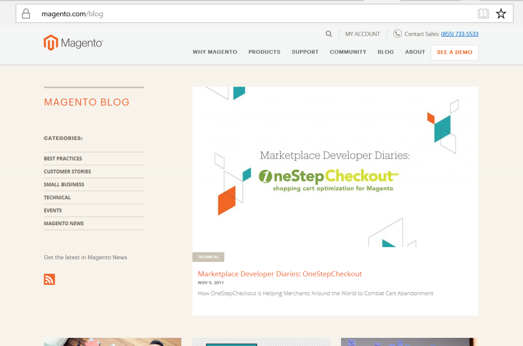 OneStepCheckout on Magento blog front page