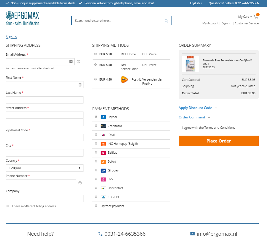 One Step Checkout for Magento 2 ive on Ergomax compatible with most payment and shipping solutions