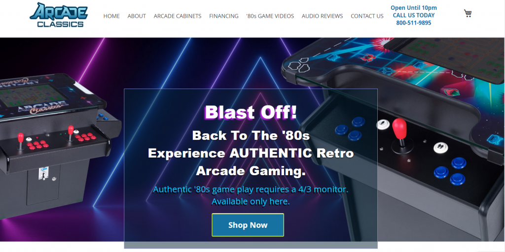 Arcade Classics Magento 2 store homepage