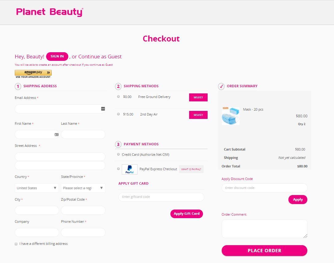 Planet Beauty Checkout Magento 2 OneStepCheckout