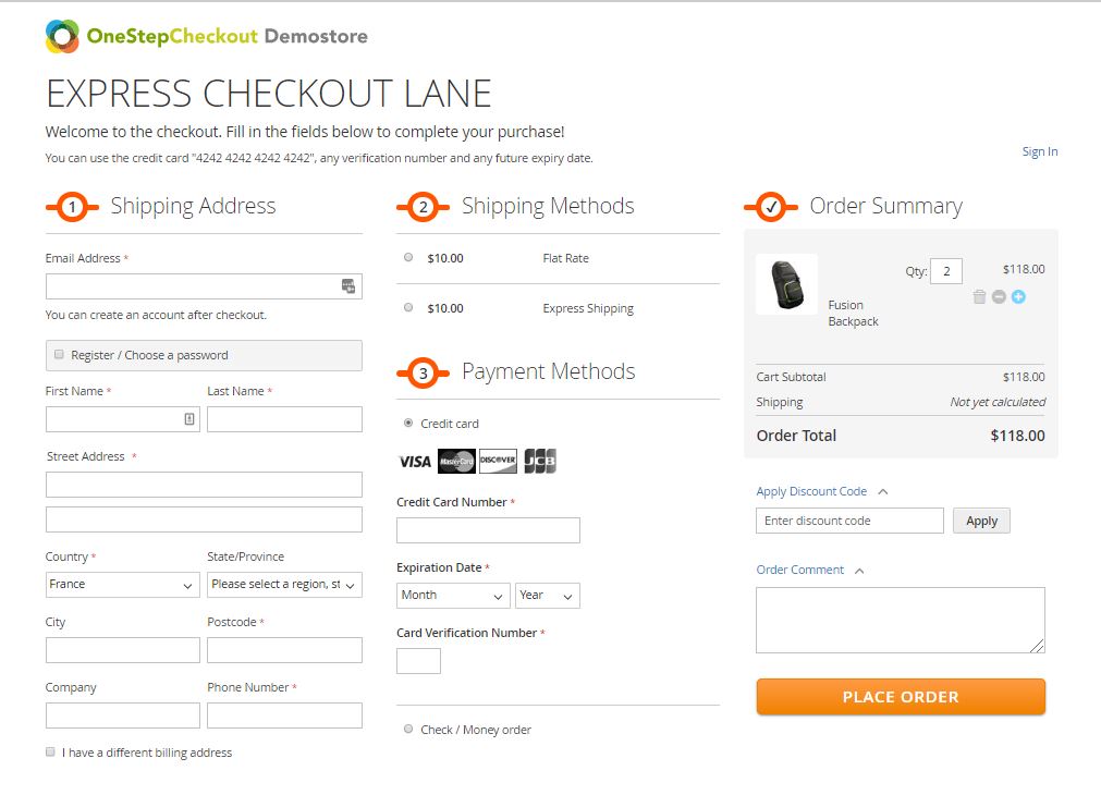 OneStepCheckout Magento 2 demo v1-2-037